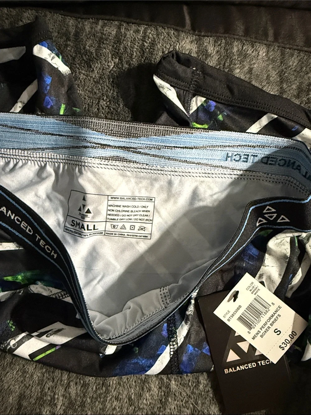 Men’s boxer briefs Black with Blue & Green Print